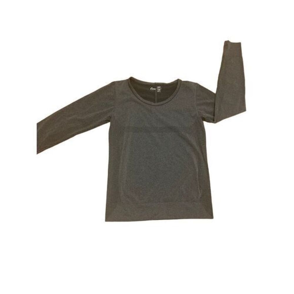 Zyia Active Gray Seamless Long Sleeve Performance Athletic Shirt Top Size L gym